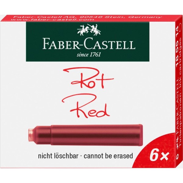 کارتریج خودنویس فابرکاستل رنگ RED بسته 6 عددی