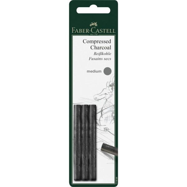 زغال فشرده طراحی COMPRESSED CHARCOAL فابرکاستل سختی MEDIUM