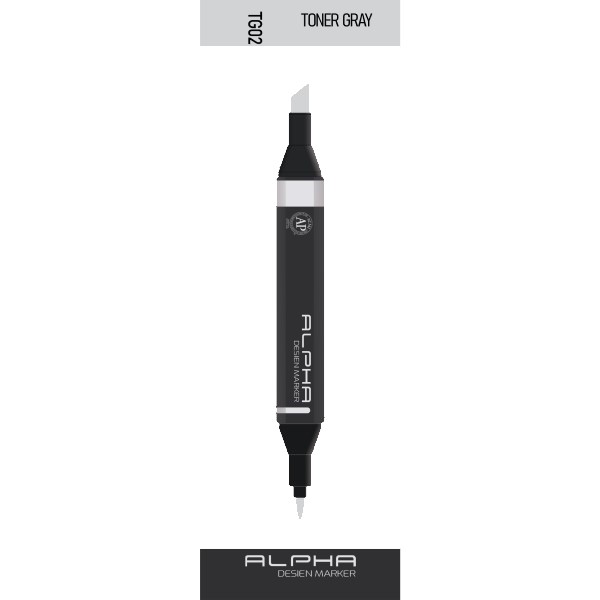 ماژیک راندو دو سر براش آلفا دیزاین کد TG02 رنگ TONER GRAY 02